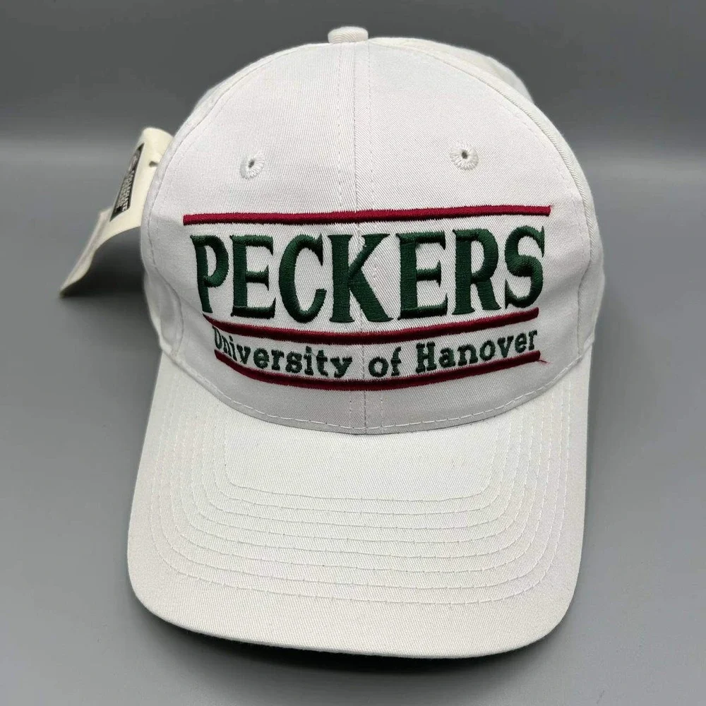 Vintage University of Hanover Peckers Hat Men‎ White The Game Snap Back Cap New